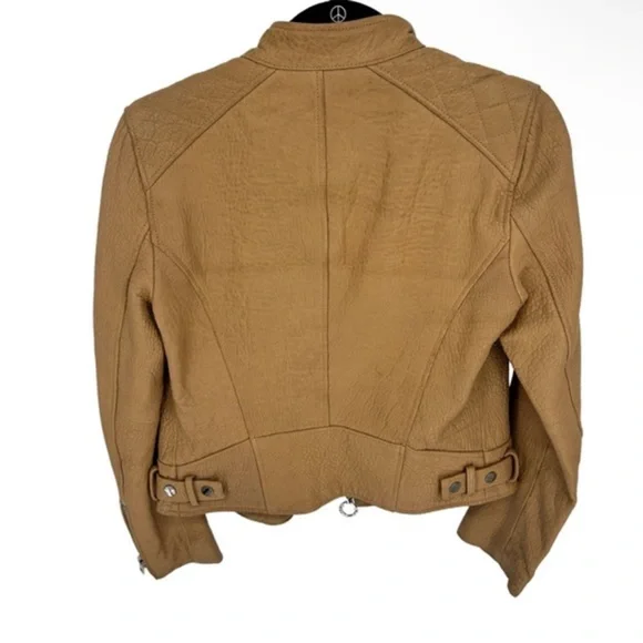 Derek Lam 10 Crosby Leather Moto Jacket Tan - Picture 5 of 6